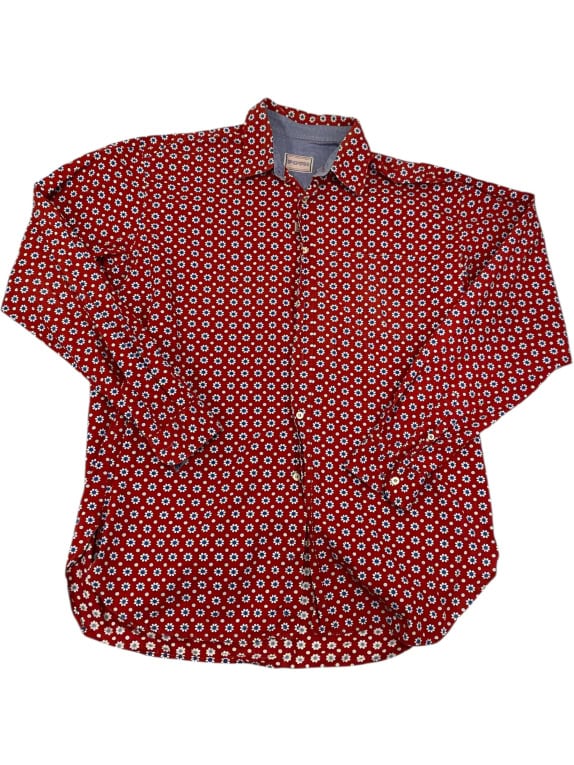 VINTAGE POCH SHIRT FLORAL PRINT RED MEN'S XXL