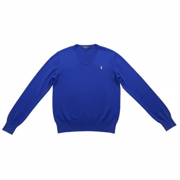 VINTAGE POLO BY RALPH LAUREN ΠΛΕΚΤΗ ΜΠΛΟΥΖΑ ΜΕ V ΛΑΙΜΟΚΟΨΗ ΜΠΛΕ ΡΟΥΑ S