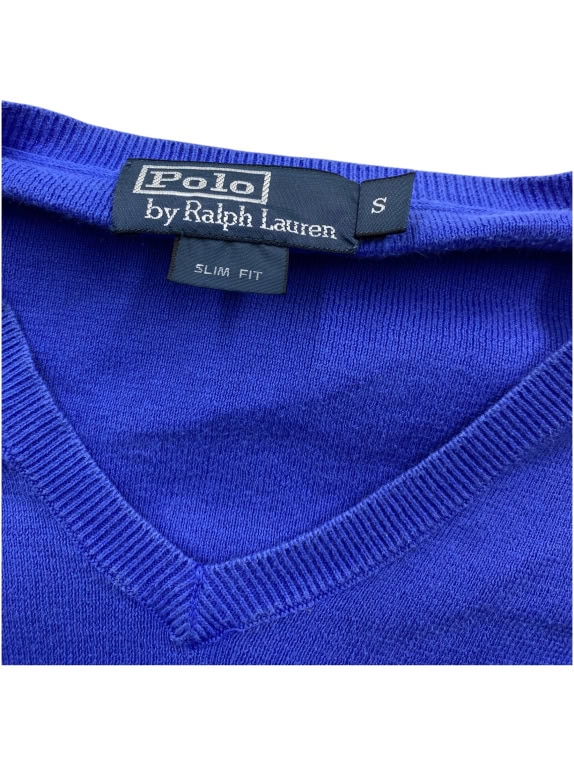 VINTAGE POLO BY RALPH LAUREN ΠΛΕΚΤΗ ΜΠΛΟΥΖΑ ΜΕ V ΛΑΙΜΟΚΟΨΗ ΜΠΛΕ ΡΟΥΑ S