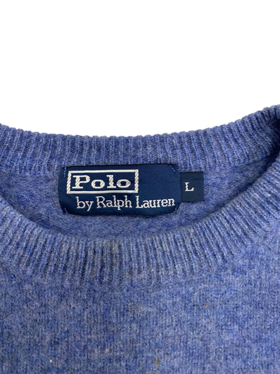 Vintage Polo by Ralph Lauren maglia in maglia tinta unita blu royal da uomo S