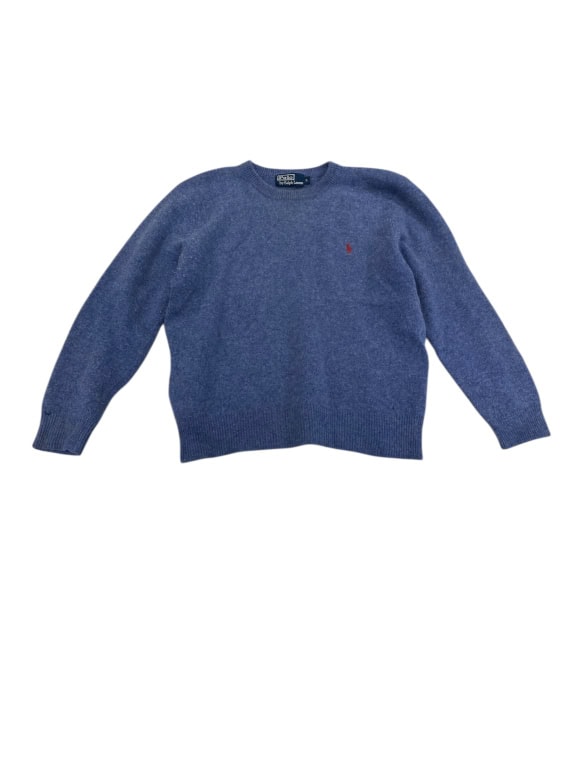 Vintage Polo by Ralph Lauren maglia in maglia tinta unita blu royal da uomo S