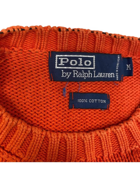 VINTAGE POLO BY RALPH LAUREN MAGLIA LAVORATA A MAGLIA ARANCIONE M