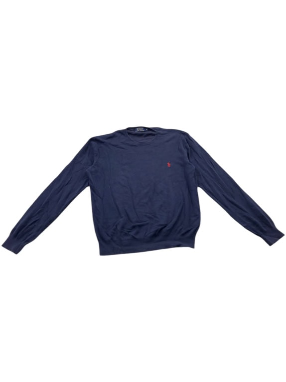 VINTAGE POLO RALPH LAUREN ΠΛΕΚΤΗ ΜΠΛΟΥΖΑ ΜΕ ΛΑΙΜΟΚΟΨΗ ΜΠΛΕ ΣΚΟΥΡΟ ΑΝΔΡΙΚΗ M