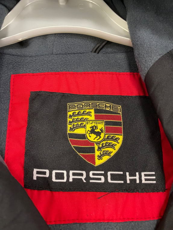 VINTAGE PORSCHE ΑΝτιανεμικο jacket ΜΕ ΚΟΥΚΟΥΛΑ COLORBLOCK ΜΑΥΡΟ ΚΟΚΚΙΝΟ ΜΠΛΕ ΑΝΔΡΙΚΟ L