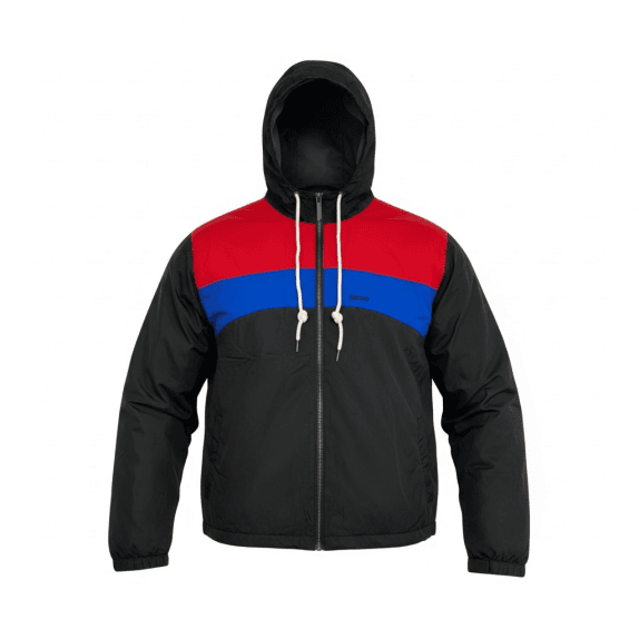 Giacca antivento con cappuccio colorblock Vintage Porsche nera rossa blu da uomo L