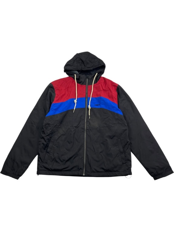 VINTAGE PORSCHE WINDBREAKER JACKET ΜΕ ΚΟΥΚΟΥΛΑ ΜΑΥΡΟ/ΚΟΚΚΙΝΟ/ΜΠΛΕ ΑΝΔΡΙΚΟ XL