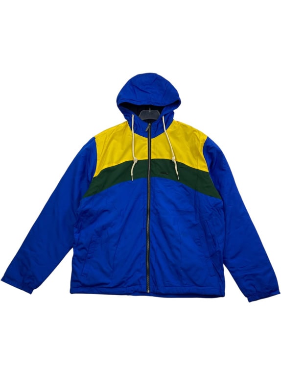 VINTAGE PORSCHE WINDBREAKER JACKET ΜΕ ΚΟΥΚΟΥΛΑ ΜΠΛΕ/ΚΙΤΡΙΝΟ/ΠΡΑΣΙΝΟ ΑΝΔΡΙΚΟ XXL