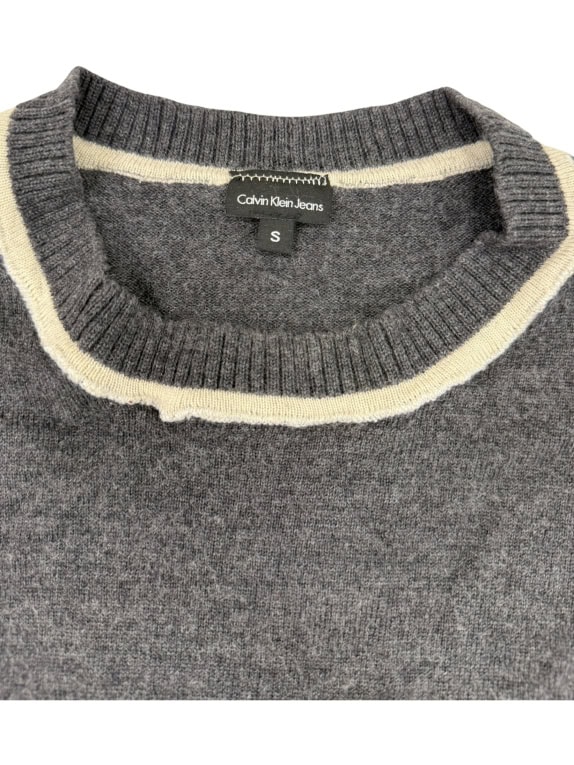VINTAGE Calvin Klein Jeans Sweater with Logo Stripes - Size S