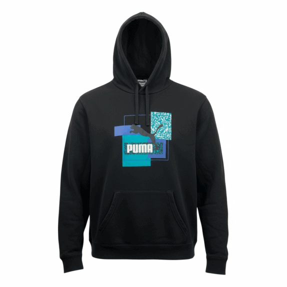 Felpa vintage Puma con stampa grafica nera da uomo M