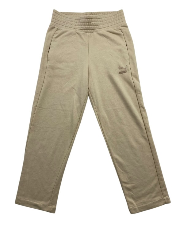 VINTAGE PUMA TRACK PANTS WITH EMBROIDERED LOGO BEIGE WOMEN'S S