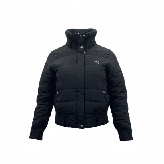 VINTAGE PUMA PUFFER ΜΠΟΥΦΑΝ ΜΕ ΦΕΡΜΟΥΑΡ ΜΑΥΡΟ ΓΥΝΑΙΚΕΙΟ L