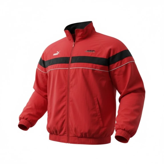 VINTAGE PUMA TRACK JACKET FULL ZIP WITH EMBROIDERED LOGO RED MEN L