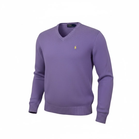 MAGLIA LAVORATA A MAGLIA VIOLA VINTAGE RALPH LAUREN L