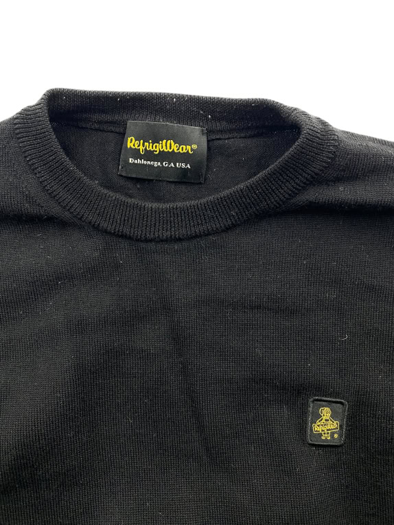 VINTAGE REFRIGIWEAR KNIT CREWNECK SWEATER BLACK MEN M