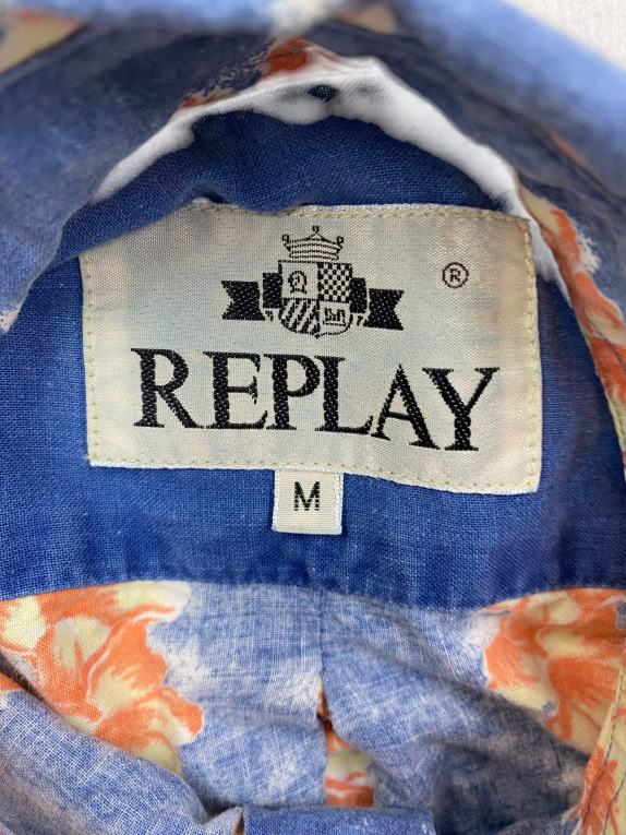 VINTAGE REPLAY ΠΟΥΚΑΜΙΣΟ FLORAL ALOHA STYLE ΜΠΛΕ ΑΝΔΡΙΚΟ M
