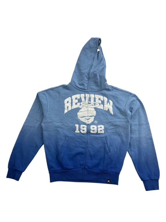 VINTAGE REVIEW ΖΑΚΕΤΑ ΜΕ ΚΟΥΚΟΥΛΑ FULL ZIP OMBRE ΜΠΛΕ ΑΝΔΡΙΚΟ L