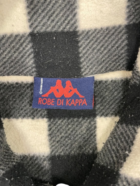 VINTAGE ROBE DI KAPPA FLEECE CHECKERED SHIRT BLACK & WHITE MEN'S XL/XXL
