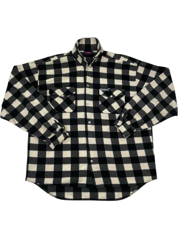 VINTAGE ROBE DI KAPPA FLEECE CHECKERED SHIRT BLACK & WHITE MEN'S XL/XXL