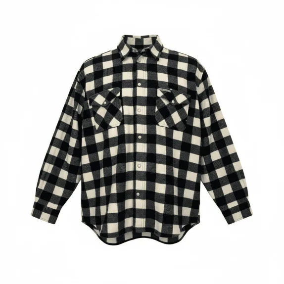 VINTAGE ROBE DI KAPPA FLEECE ΠΟΥΚΑΜΙΣΟ ΚΑΡΟ ΑΣΠΡΟΜΑΥΡΟ ΑΝΔΡΙΚΟ XL/XXL