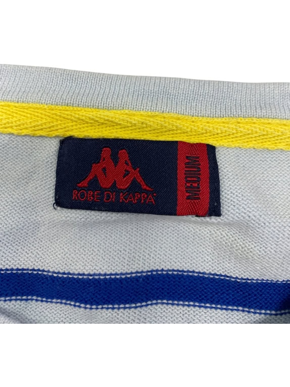 MAGLIONE LAVORATO A MAGLIA A RIGHE AZZURRO UOMO VINTAGE ROBE DI KAPPA M