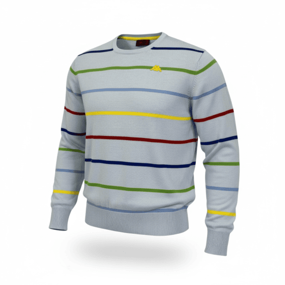 VINTAGE ROBE DI KAPPA KNIT SWEATER STRIPED LIGHT BLUE MEN M