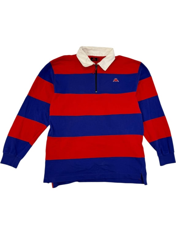 VINTAGE Robe di Kappa Rugby Quarter-Zip Polo - L