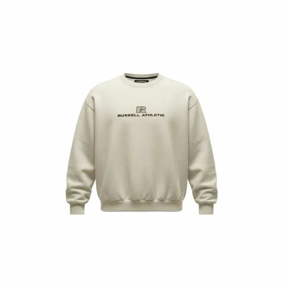 Felpa vintage Russell Athletic Pro Cotton con logo ricamato off-white da uomo M