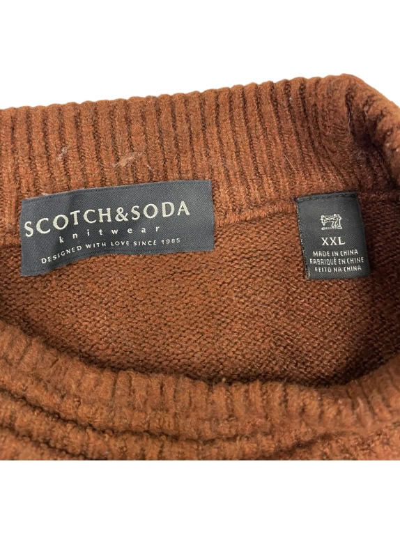 VINTAGE SCOTCH & SODA MEN'S BROWN KNIT CREWNECK SWEATER XXL