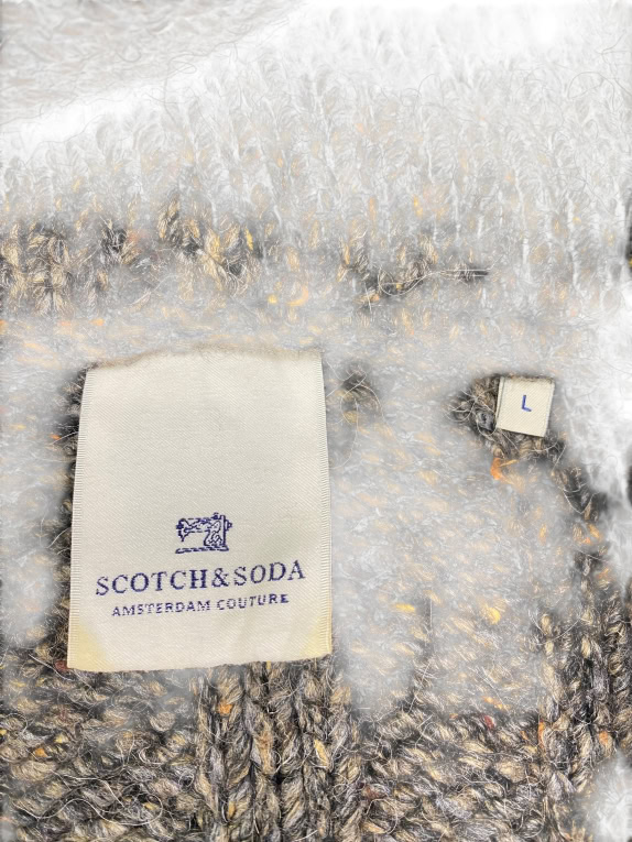 VINTAGE SCOTCH & SODA KNITTED HOODED CARDIGAN WITH ELBOW PATCHES GREY MEN'S L