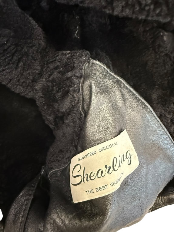 VINTAGE SHEARLING BLACK JACKET WITH HOOD M/L