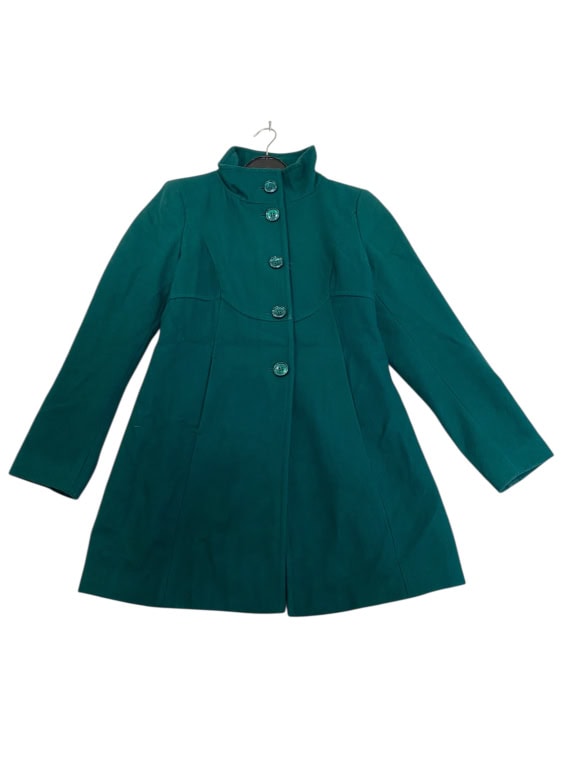 VINTAGE STILE BENETTON ΠΑΛΤΟ ΜΕ ΟΡΘΙΟ ΓΙΑΚΑ ΚΑΙ ΚΟΥΜΠΙΑ ΠΡΑΣΙΝΟ ΓΥΝΑΙΚΕΙΟ M