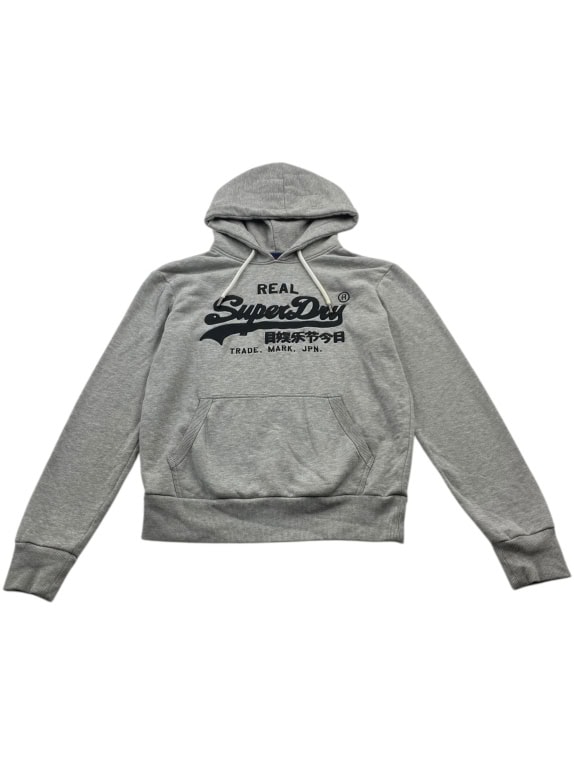 VINTAGE SUPERDRY ΦΟΥΤΕΡ ΜΕ ΚΟΥΚΟΥΛΑ ΛΟΓΟΤΥΠΟ ΓΚΡΙ ΓΥΝΑΙΚΕΙΟ M