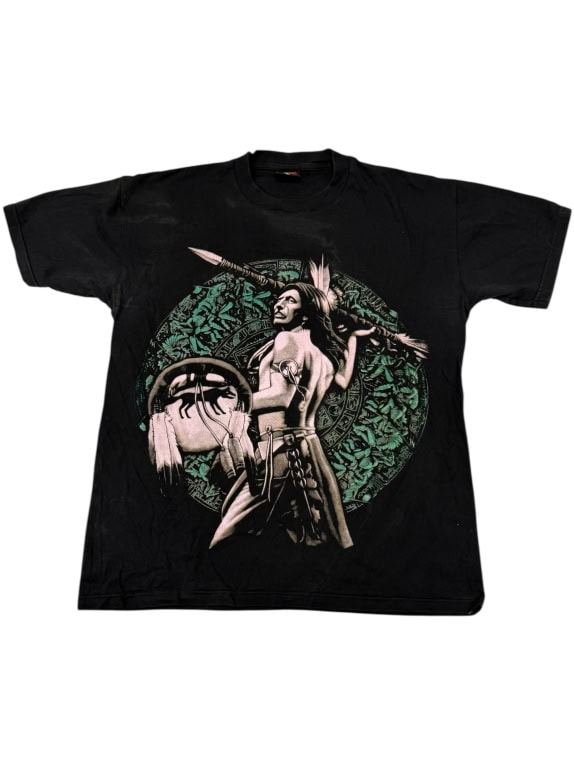 MAGLIETTA VINTAGE THUNDER INDIAN WARRIOR AZTEC CALENDAR