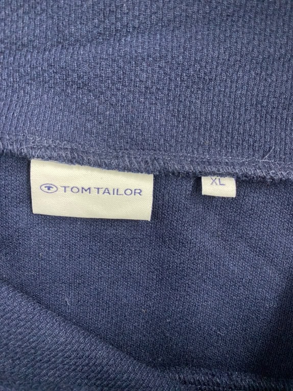 VINTAGE TOM TAILOR Maglia da uomo blu con collo alto e coulisse XL