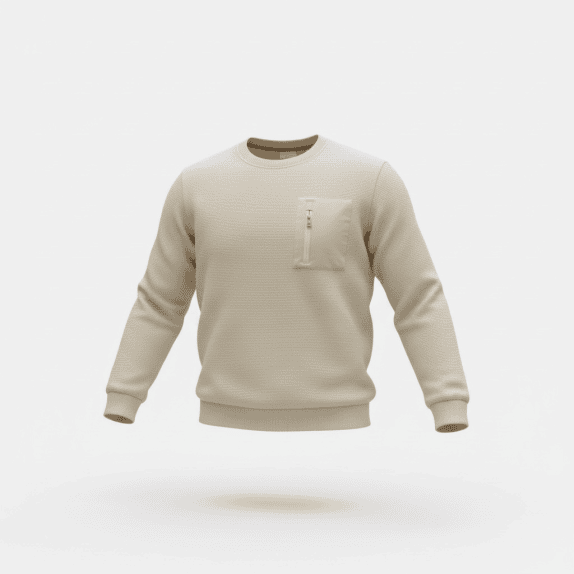 VINTAGE TOM TAILOR MAGLIA CON TASCA E ZIP BEIGE DA UOMO M