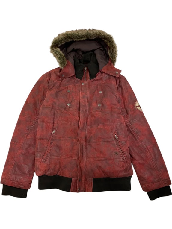 Giacca vintage Tom Tailor con pelliccia bordeaux da uomo XXXL