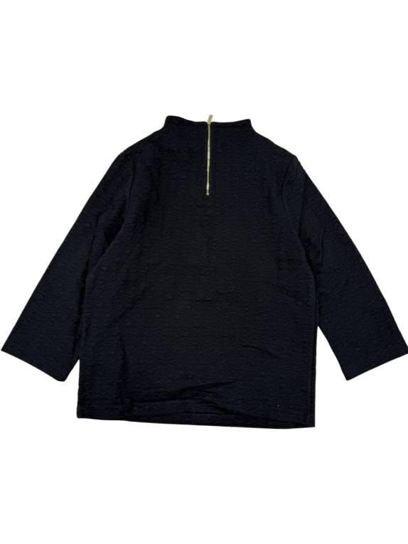 VINTAGE Tommy Hilfiger Μπλούζα Μαύρη με Φερμουάρ, Ψηλό Γιακά και 3/4 Μανίκι - XS