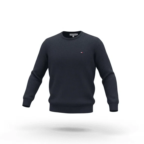 VINTAGE TOMMY HILFIGER TEXTURED KNIT SWEATER NAVY BLUE MEN S