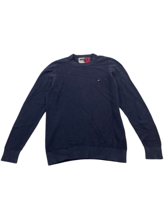 VINTAGE TOMMY HILFIGER ΠΛΕΚΤΗ ΜΠΛΟΥΖΑ ΜΕ ΑΝΑΓΛΥΦΗ ΥΦΗ ΜΠΛΕ ΣΚΟΥΡΟ ΑΝΔΡΙΚΗ S