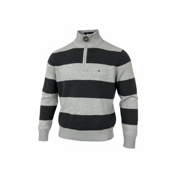Maglione lavorato a maglia con cerniera a righe Tommy Hilfiger vintage S
