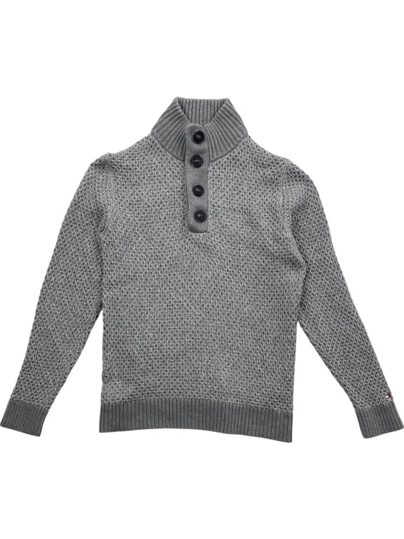 VINTAGE TOMMY HILFIGER ΠΛΕΚΤΗ ΜΠΛΟΥΖΑ ΜΕ ΚΟΥΜΠΙΑ ΓΚΡΙ ΑΝΔΡΙΚΟ S