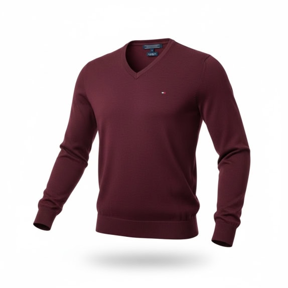 MAGLIONE LAVORATO A MAGLIA VINTAGE TOMMY HILFIGER BORDEAUX XS