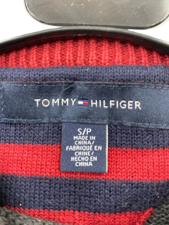 VINTAGE TOMMY HILFIGER ΠΛΕΚΤΟ ΠΟΥΛΟΒΕΡ ΛΟΓΟΤΥΠΟ ΣΗΜΑΙΑΚΙ ΑΝΘΡΑΚΙ ΑΝΔΡΙΚΟ S