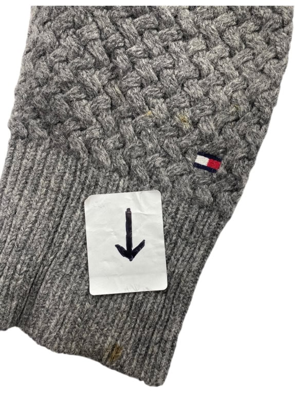 VINTAGE TOMMY HILFIGER MAGLIONE LAVORATO A MAGLIA CON BOTTONI BLU GRIGIO DA UOMO L