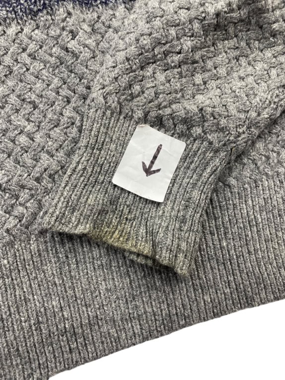VINTAGE TOMMY HILFIGER MAGLIONE LAVORATO A MAGLIA CON BOTTONI BLU GRIGIO DA UOMO L