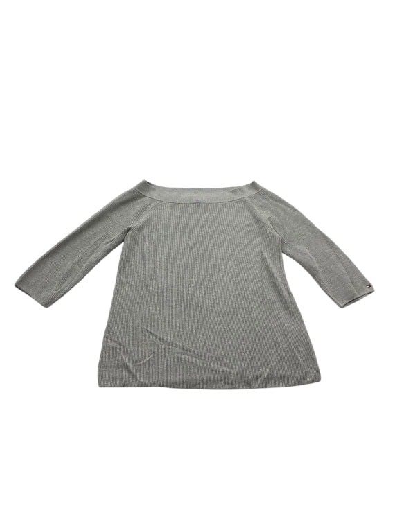 VINTAGE TOMMY HILFIGER ΠΛΕΚΤΟ ΠΟΥΛΟΒΕΡ ΡΙΜΠ ΓΚΡΙ ΓΥΝΑΙΚΕΙΟ M