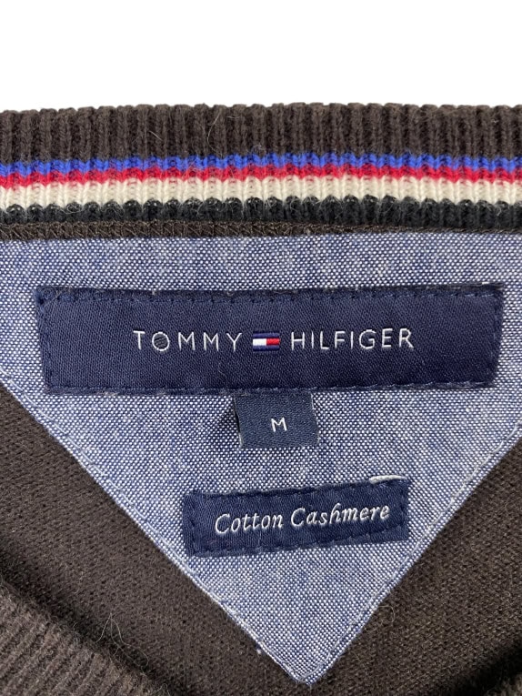 VINTAGE TOMMY HILFIGER KNIT SWEATER ARGYLE BROWN MEN M