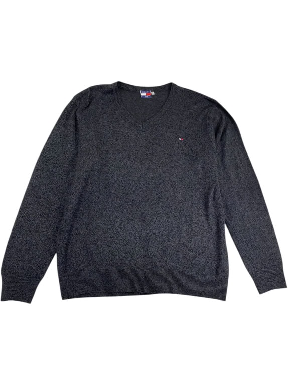 VINTAGE TOMMY HILFIGER SWEATER V NECK GREY MEN M