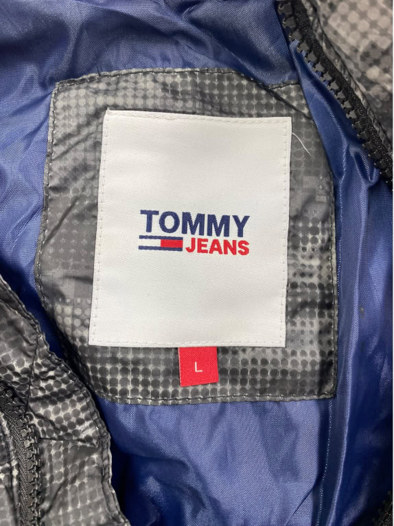 VINTAGE TOMMY JEANS ΜΠΟΥΦΑΝ PUFFER ME ΨΗΦΙΑΚΟ ΠΑΡΑΛΛΑΓΗΣ ΣΧΕΔΙΟ ΛΟΓΟΤΥΠΟ ΓΚΡΙ ΑΝΔΡΙΚΟ L