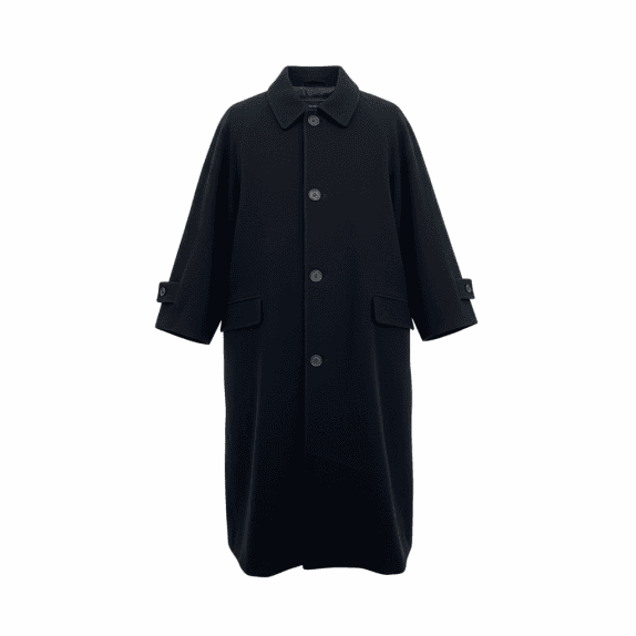 VINTAGE TRUSSARDI LONG COAT WITH BUTTONS DARK BLUE WOMEN L XL